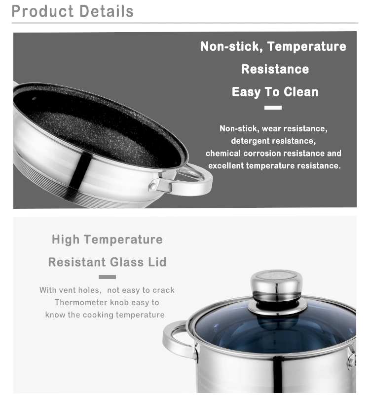 Thermometer Knob Stainless Steel Suace Pan Milk Cooking Pot Cooker Cookware Saucepan with Blue Glass Lid