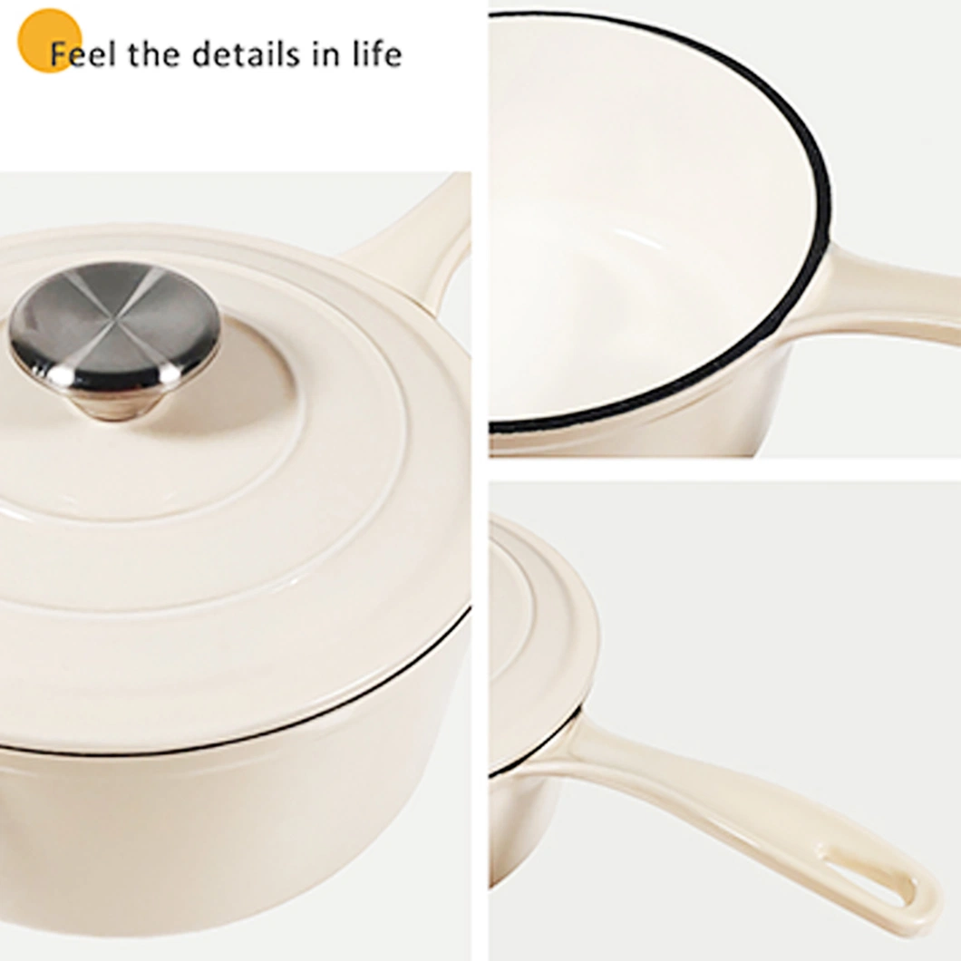 OEM Heavy Duty Cast Iron Pots Cookware Sets High Quality 18cm Enamel Cast Iron Sauce Pan