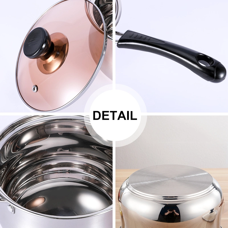 304 Stainless Steel Cookware Pots Pans Stockpot with Lid, Gas, Induction Compatible