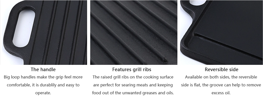 Camp Double Sided Reversible Cast Iron BBQ Grill Pan for Sale