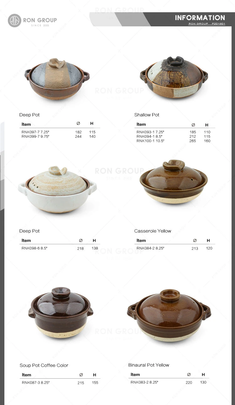 Wholesales Price Kitchenware Ceramic 9.75&prime;&prime; Cooking Shallow Pot for Restaurant Hotel Wedding Party