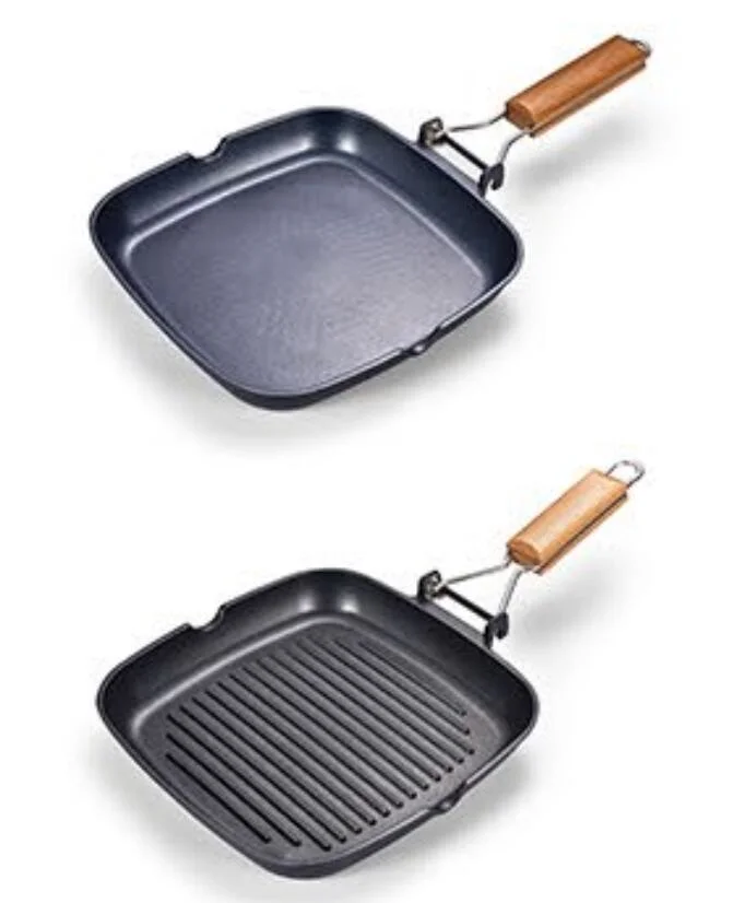 Die-Casting Aluminum Non-Stick Cookware Grill Pan with Wooden Handle