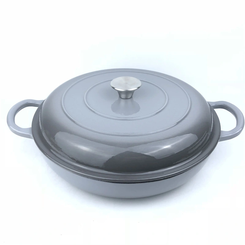 Enamel Cast Iron Round Shallow Casserole Cookware Pot