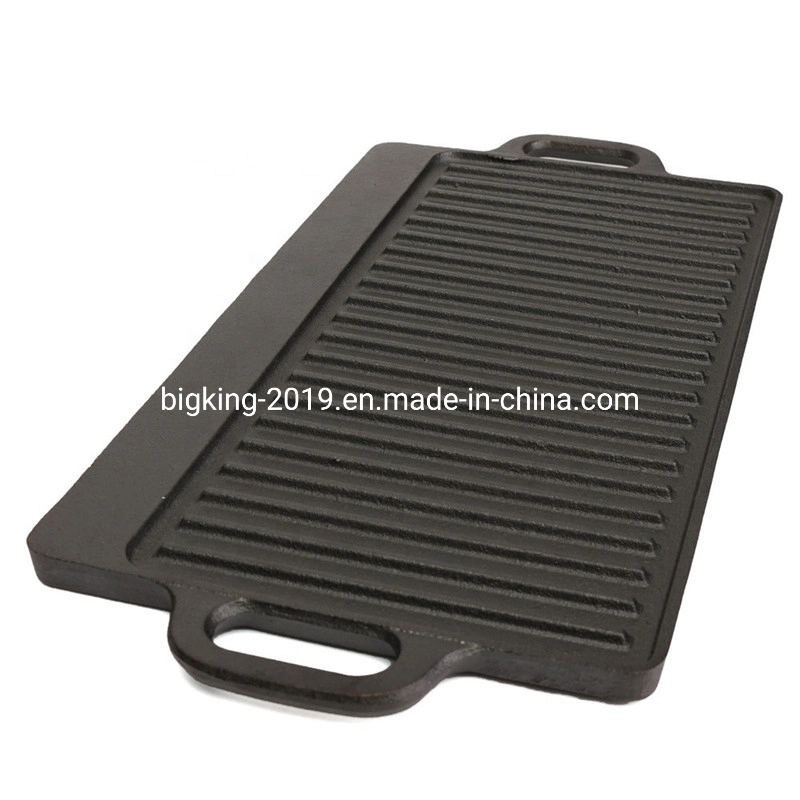 Cast Iron Griddle Plate Reversible Square Cast Iron Grill Pan for Single Burner Double Sided Used on Open Fire &amp; in Oven Pre-Seasoned Versatile Baking CAS