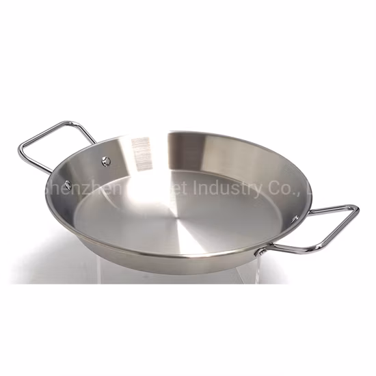 Kitchen Restaurant Round Dish Cooking Fry Pan Spanish Seafood Grill Stainless Steel Paella Pan