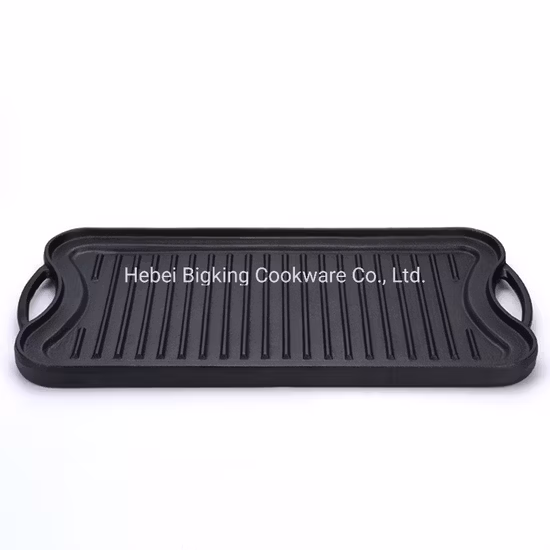 Two Burner Griddle Double Sided Plate Cast Iron Stove Top Grill Reversible Pan