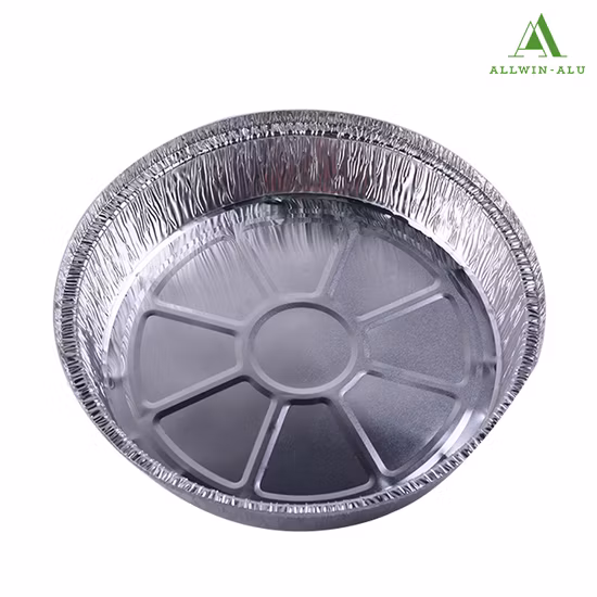 8 Inch Round Disposable Catering Foil Takeaway Food Container Custom Pizza Baking Pans with Matching Foil Laminated Board Lid